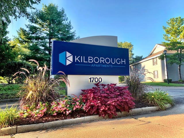 Kilborough Apartments monument sign with address 1700.