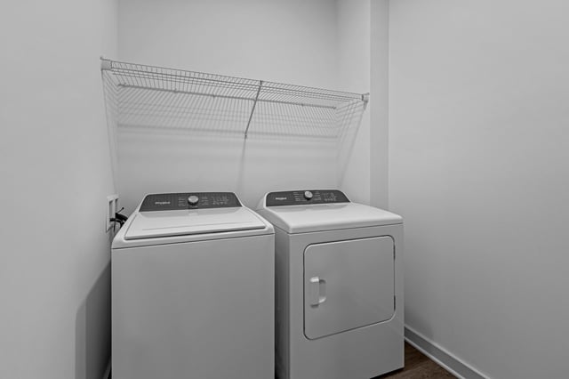 Stackable washer and dryer unit with a shelf above