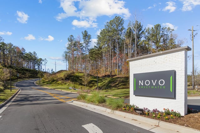 Novo Sweetwater monument sign at the entrance of the property.